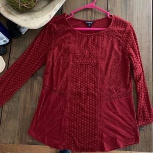NWOT Red Long Sleeve Lucky Brand Top